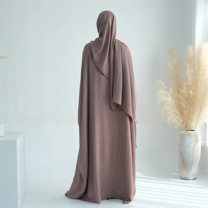 Ramadan Eid Baumwolle Leinen Khimar Abaya Set Dubai Muslim Sets Hijab Kleid Kaftan Abayas Kaftan Marocain Femme Vestidos Para Mujer