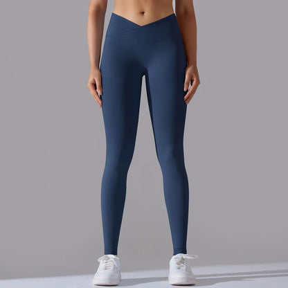 Crossover Waist Women Yoga Leggings Hips Lifting Gym Leggings Seamless Sport Pants High Waist Fitness Leggings Workout Running