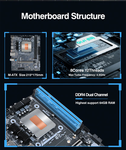 DIY Gaming Computer Motherboard with Onboard CPU 13th Core Interpose Kit Q1J1 ES 0000 8C12T DDR4 RAM LGA115X Desktop PC.