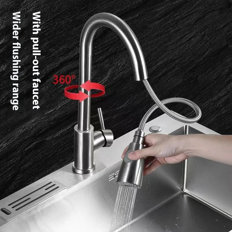 304 Stainless Steel Large Double Sink Kitchen Silver Multifunctional Sinks Household Washbasin Undermount Basin