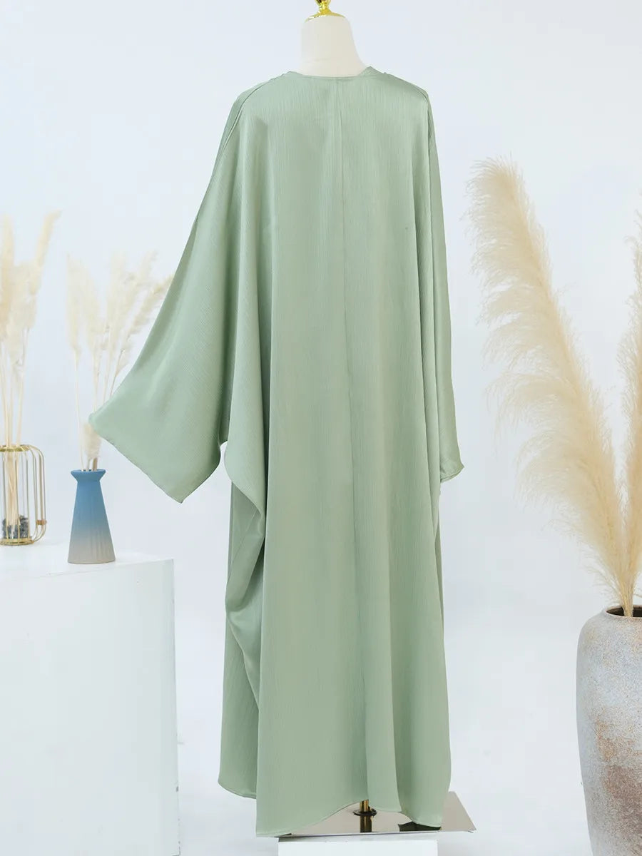 Muslim Turkish Women Arabic Dubai Abaya Long Dress Modest Ramadan Robe Liner Dress Kaftan Two-Piece Set Femme Islam Clothing Set.
