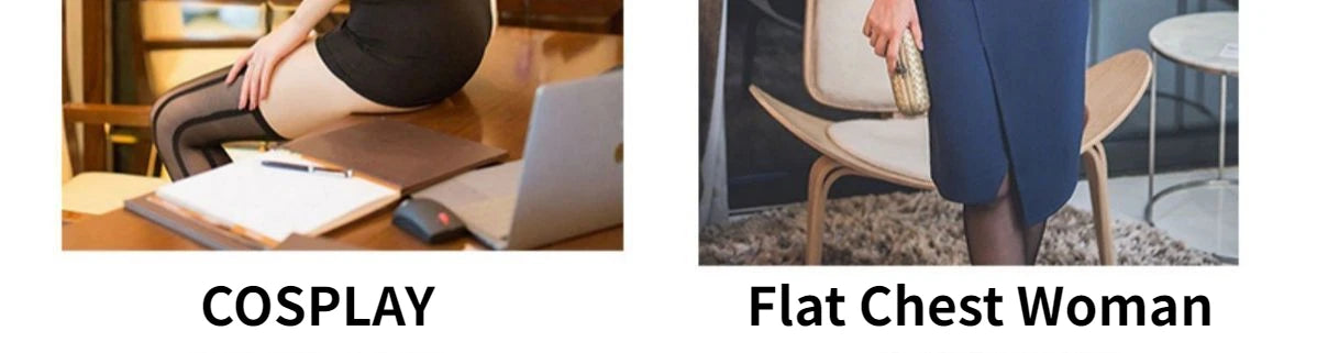 Woman Sexy Fake Chest Active Bra One-Piece Falsies Cosplay Gay Sissy Underwear Convertible Straps Plus Silicone Wire Free Pad.