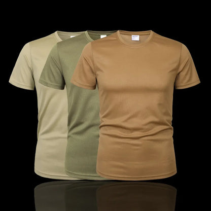 MEGE Brand Clothing Tactical Men's Tee Shirt Round Neck Solid Shirt Short Sleeve Breathable quick-drying Casual Shirt.