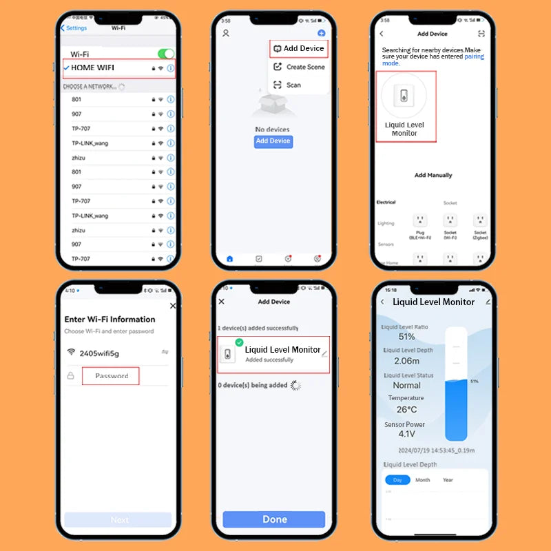 Hot Sale 5M ME202R Tuya APP Intelligent Smart Home LCD Temperature Display WIFI Submersible Water Tank Level Controller.