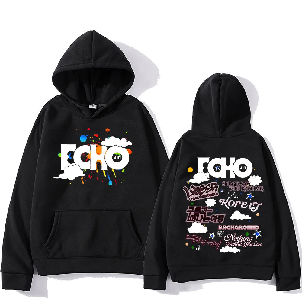 Jin Echo Hoodies Unisex Autumn Winter Casual Vintage Streetwear Sweatshirts Fashion Women New Album Tour Pullover Jin Fans Gifts.
