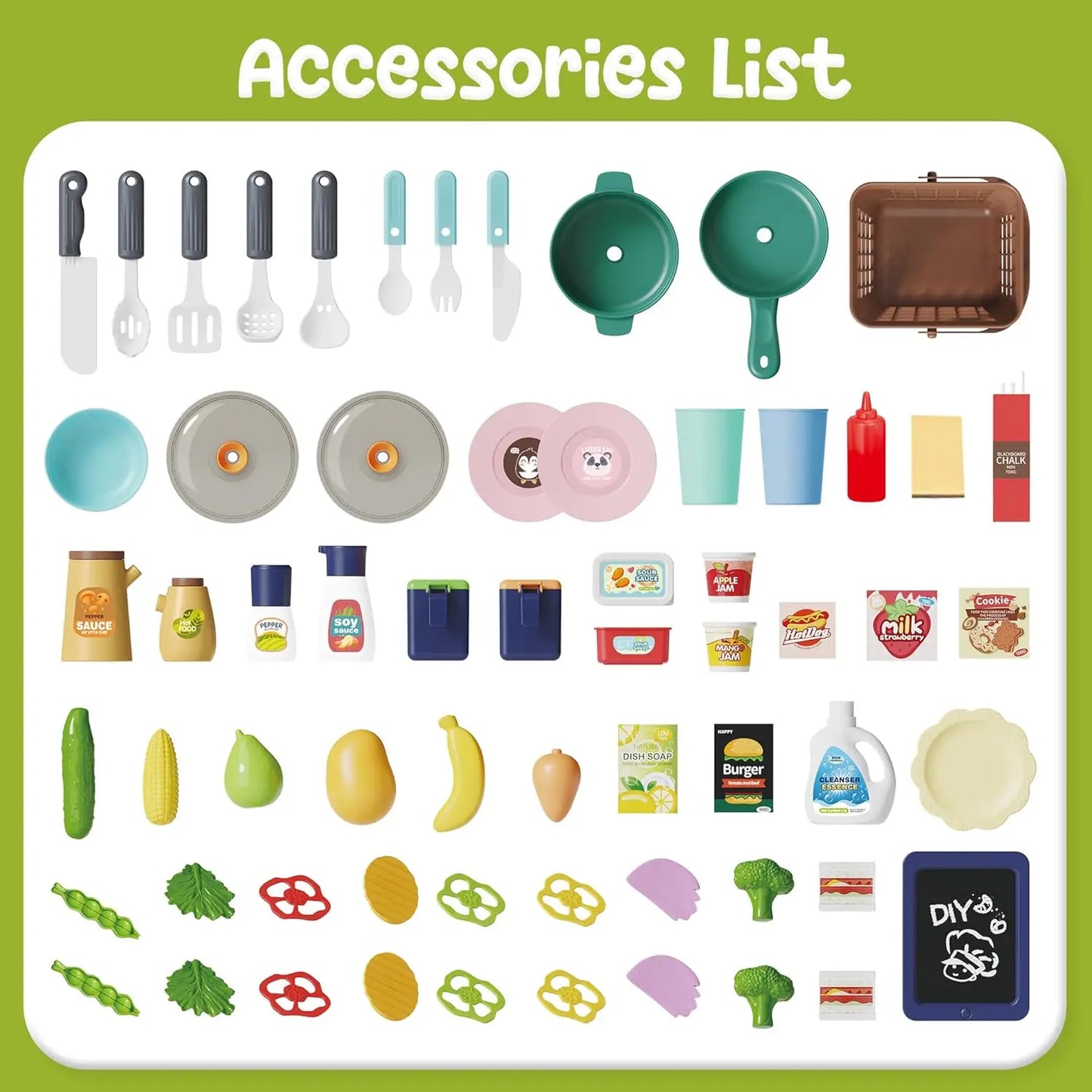 Kids Kitchen Playset Pretend Play Kitchen with Sounds & Lights Cooking Stove Steam Play Sink Food Toy Set Gift for Kids Toddlers.