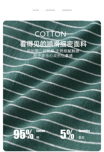 3PCS/Pack 100% Cotton Soft Panties Woman Trendy Striped Female Underwear Summer Breathable High Elastic Mid-rise Waist Boyshort.