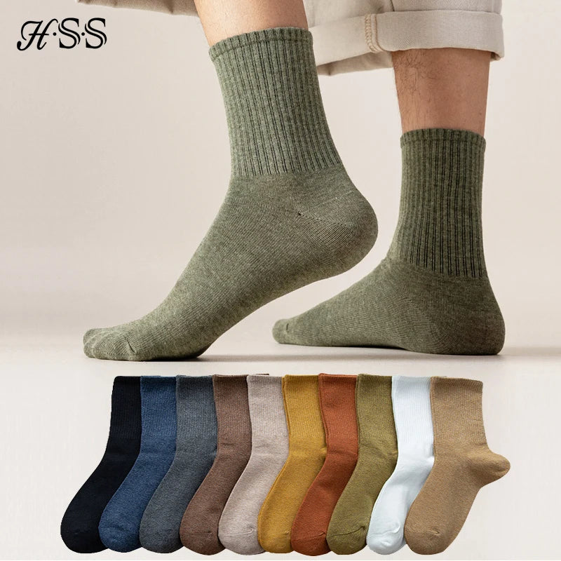 5/10 Pairs 95% Combed Cotton Socks Men Business Dress Long Socks Soft Breathable Spring Summer Colorful Sock For Man 5Pairs/Lot.