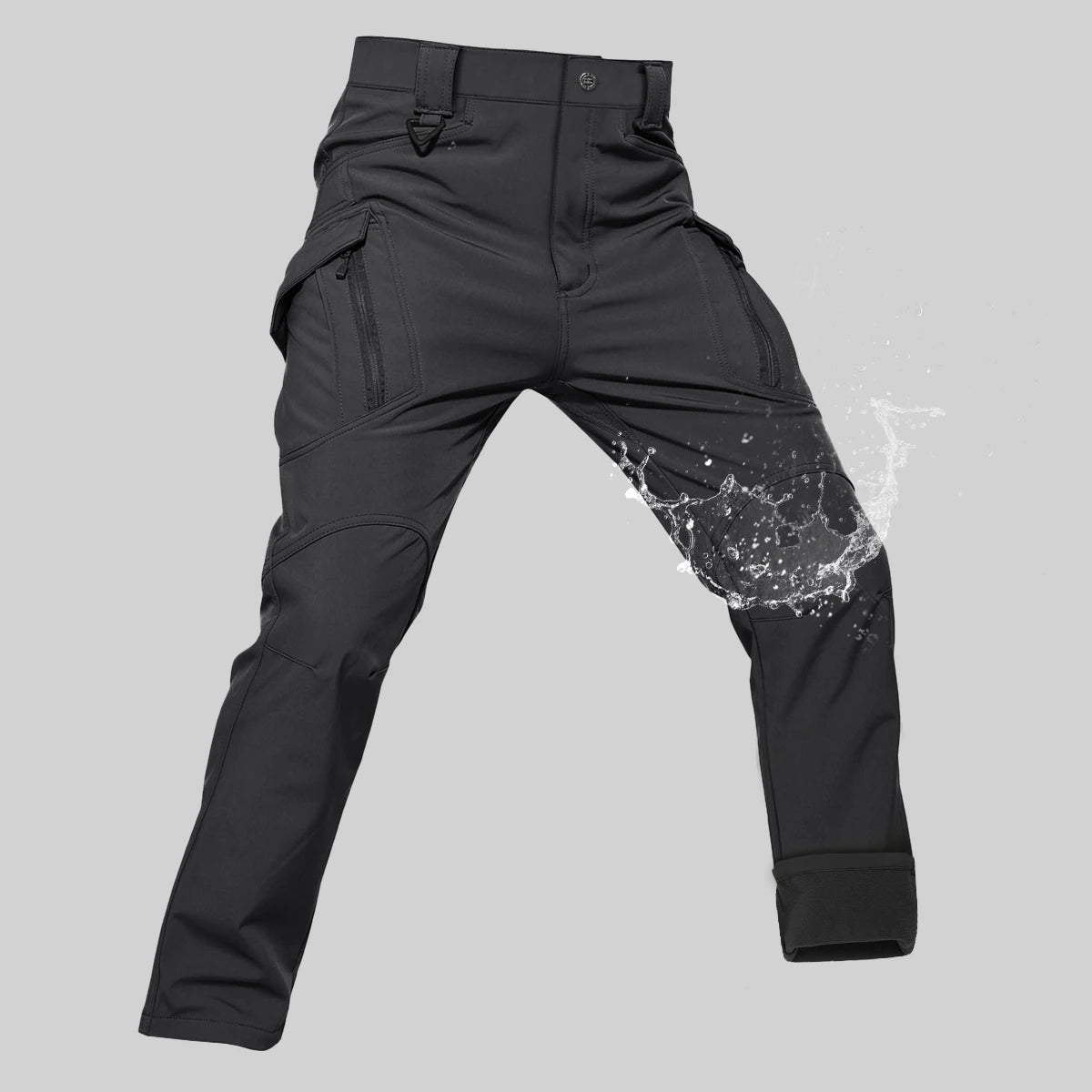 TACVASEN IX9 Winter Softshell Thermal Hiking Pants Work Pants Mens Fleece Cargo Pants Waterproof Warm Outdoor Male Trousers