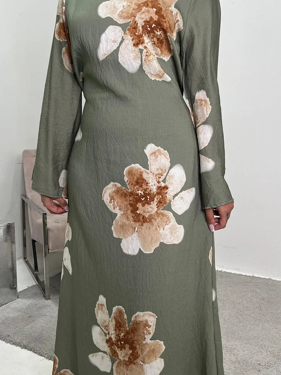 Women Arabic Eid Muslim Dubai Abaya Luxury Fashion Flower Print Maxi Dress Ramadan Robe Femme African Islam Clothing Kebaya.