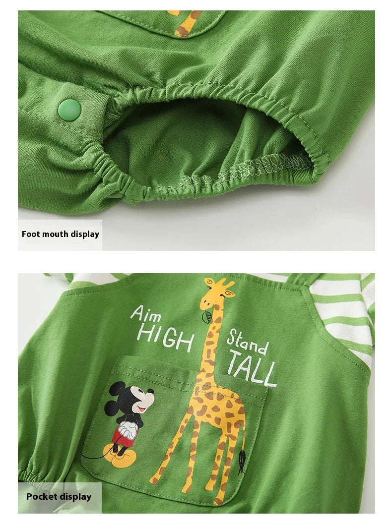MINISO Mickey Sommer Baby Jungen Kurzarm Klettern Anzug Koreanischen Stil Baumwolle Faux Zwei Stück Säuglingsspielanzug 0-1 jahre Bodys.