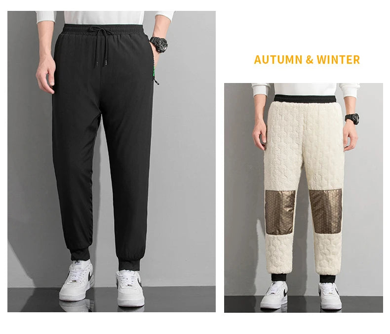 M-8XL Men's Down Pants Plus Size Winter Three-layer Windproof and Waterproof Large Size Plus Velvet Thick Warm Casual Joggers.
