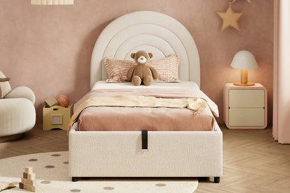 Polsterbett 90*200, Kinderbett, Einzelbett mit Lattenrost und Kopfteil, für Erwachsene und Jugendliche, Holzlatten, Baumwolle