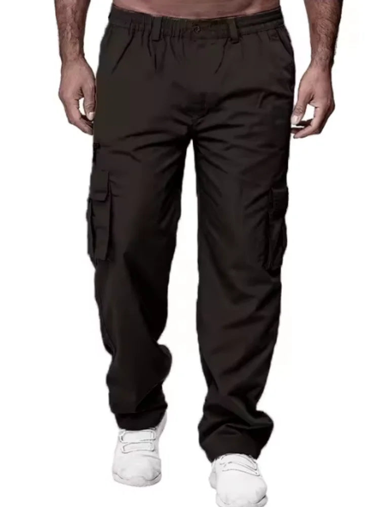 Men's Cargo Pants Sweatpants Outdoor Loose Straight Long Trousers Summer Casual Multi-Pocket Durable Workwear Male Trousers.
