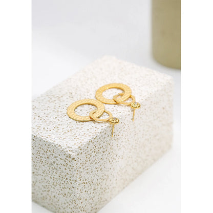 YACHAN Stainless Steel Statement Drop Earrings For Women 18 K Gold Plated Tap Metal Texture Dangle Earring Trendy Jewelry Gift.