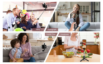 Wireless Bluetooth Selfie Stick Foldable Portable Tripod with Fill Light Shutter Remote Control for Android iPhone Smartphone.