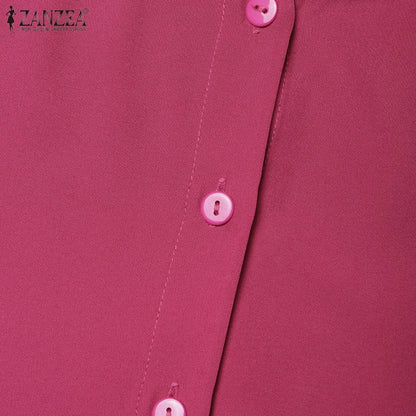 ZANZEA O Neck Casual Loose Maxi Dress Tiered Islamic Hijab Women Long Sleeve Long Vestidos Muslim Fashion Autumn Abaya Robes