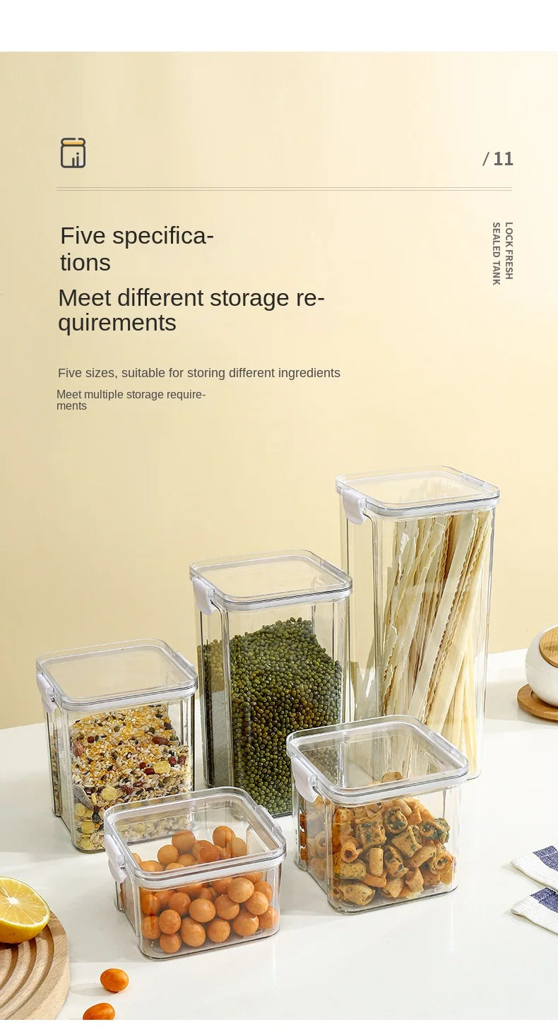 Large Capacity Waterproof Transparent Sealed Jar Multi-size Scene Kitchen Candy Dried Grain Storage With Lid Fridge Storage Tank
