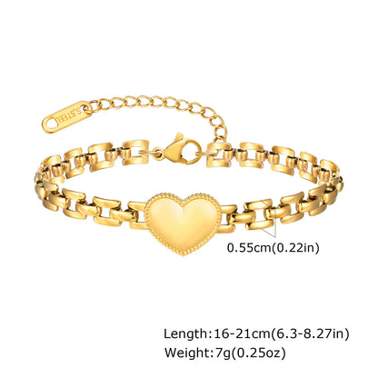 Chunky Stainless Steel Link Chain Bracelet For Woman, Gold Plated Layering Bracelets Wristband Waterproof Jewelry.