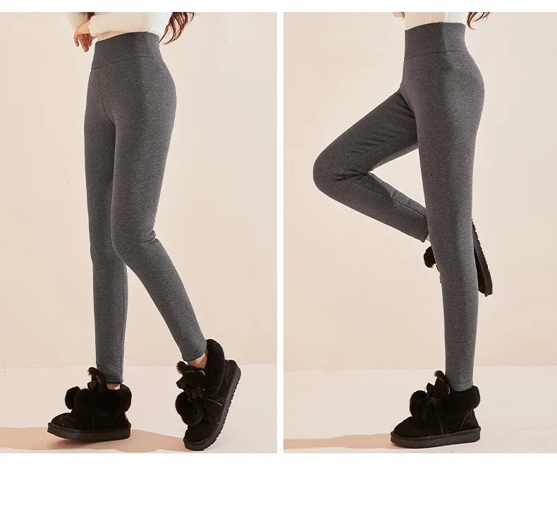 1pcs Winter Leggings Women Cotton Extra Thick Warm Pants Fashion Thermal Legging Slim Black Elastic High Waist Solid Leggings.