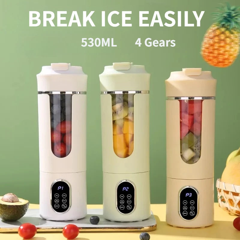 New 530ml Portable Juicer Wireless USB Charging Crushed Ice Electric Juicing 12 Blade 4 Gears 7.4V Mini Fresh Juice Blender.