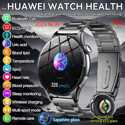 2025 New For HUAWEI Health MonitorUric Acid Blood Pressure Blood oxygen Body Analysis Smart Watch ECG+PPG Clock Smartwatch Men.