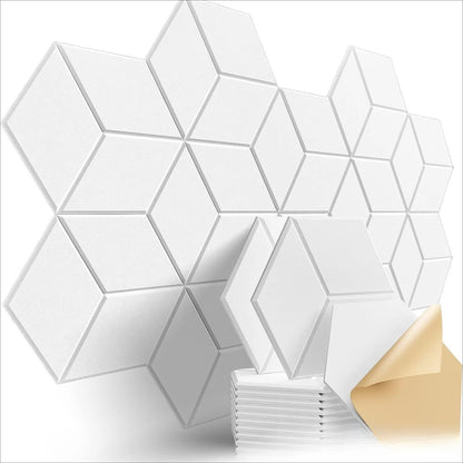 36/24/12pcs Hexagonal Self-adhesive Acoustic Panels Sound Proof Foam Panels Y-Lined Design To Absorb Noise Eliminate Echoes