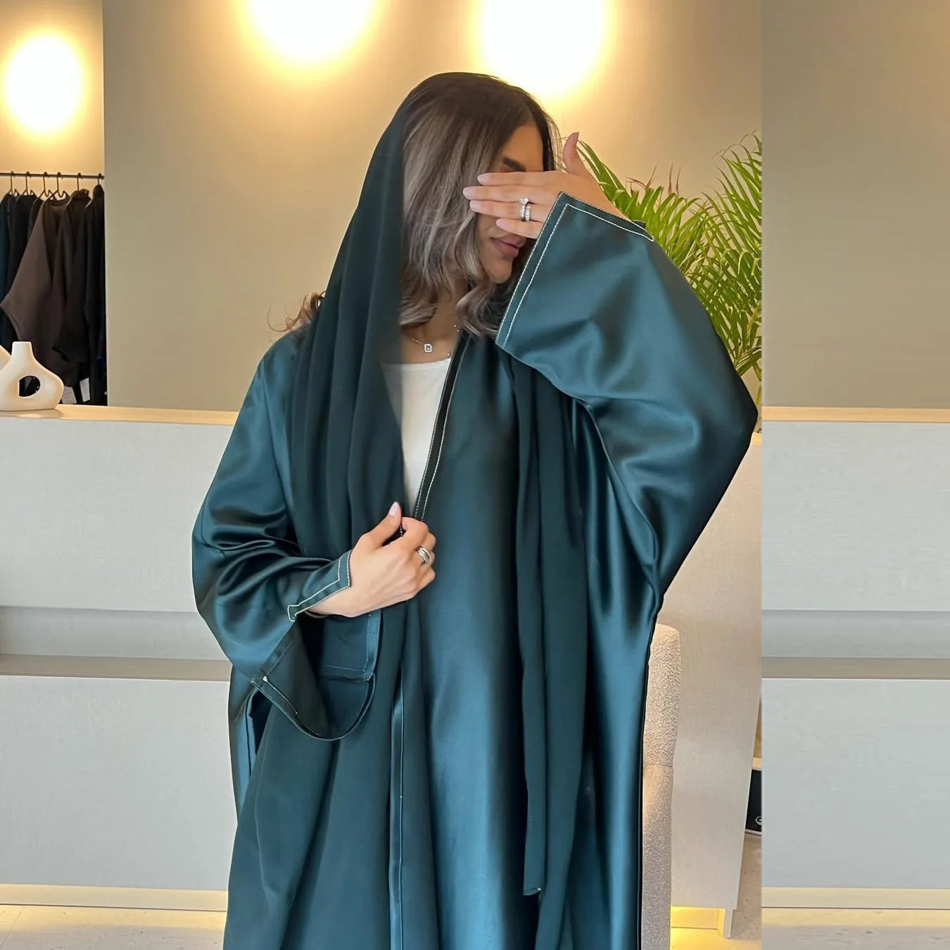 Ramadan Satin Open Kimono Abaya Dubai Luxury 2025 Muslim Kaftan Dress Abayas Women Islam Clothing Robe Femme Musulmane Kebaya.