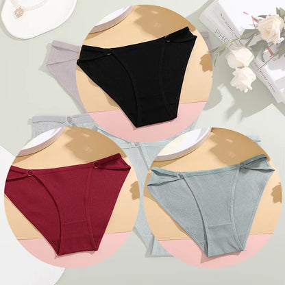 3PCS Women's Panties Sexy Breathable Underwear Comfortable Lingerie Cotton Striped Briefs Fashion Cozy Underpants Sale.
