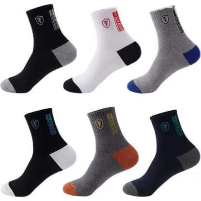 5 Pairs of Autumn and Winter MEN'S Sports Socks for Summer Leisure, Sweat Wicking, Lightweight and Breathable Basketball Socks.