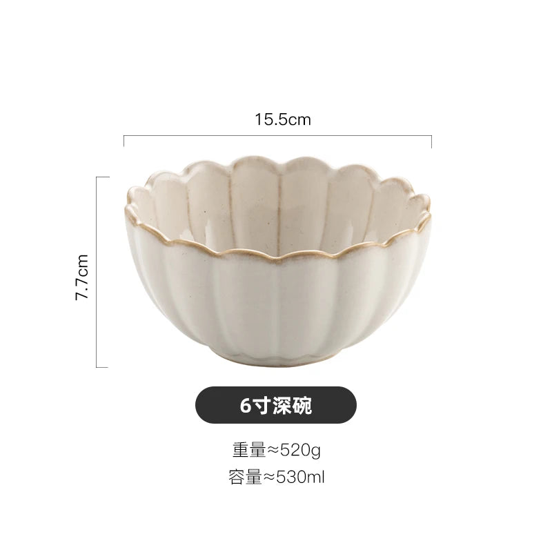 Nordic Household White Bowls Dinner Plates Ceramic White Glaze Tableware Set Western Steak Dish Salad Bowl Vegetable Fish Plate