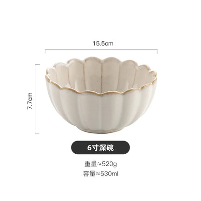 Nordic Household White Bowls Dinner Plates Ceramic White Glaze Tableware Set Western Steak Dish Salad Bowl Vegetable Fish Plate