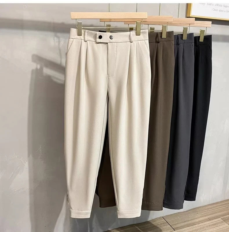 Luxury Fashion Straight Men's Casual Pants Spring Summer New Korean Suit Pant Harem Business Formal Male Trousers Trendy Brand.