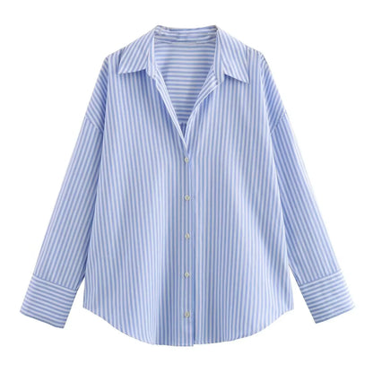 Women Fashion Spring Cotton Oxford Long Sleeve Single-breasted Lapel Blouse Street Clothing Shirt Chic Ladies Tops Mujer.