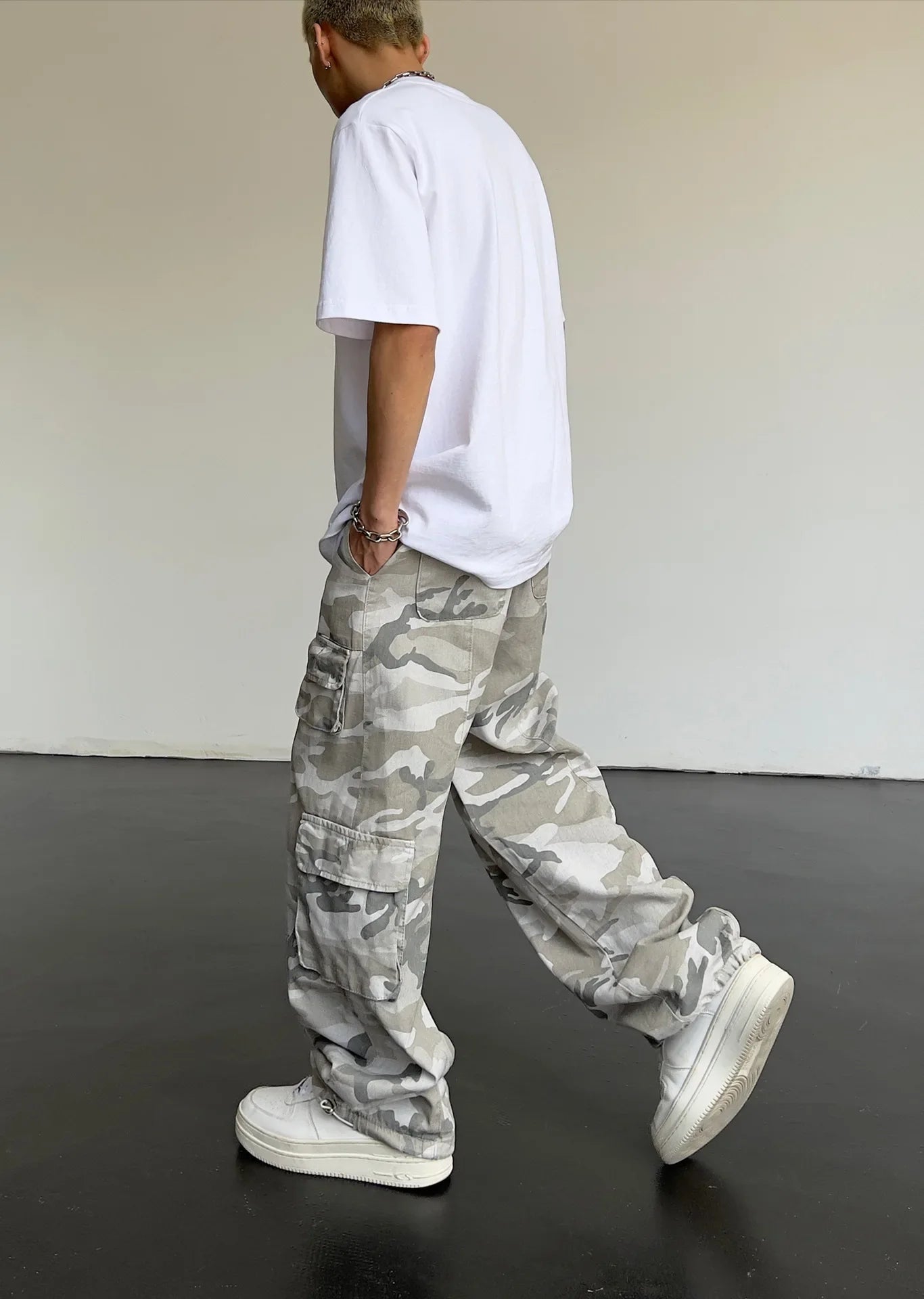 Vintage Amerikanischen Stil Camouflage Hosen männer Lose Gerade Bein Cargo Hosen Casual Hosen Hip Hop Streetwear Waschen.