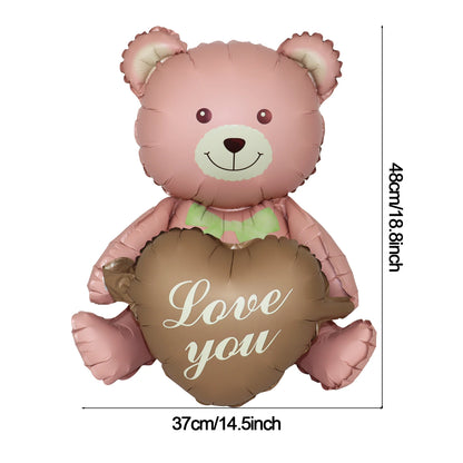 Matte 3D Herz Liebe dich Bär Aluminium Folie Ballon Hochzeit Dekoration Geschenke Schleife Stern Gänseblümchen Regenbogen Alles Gute zum Geburtstag Party Ballon