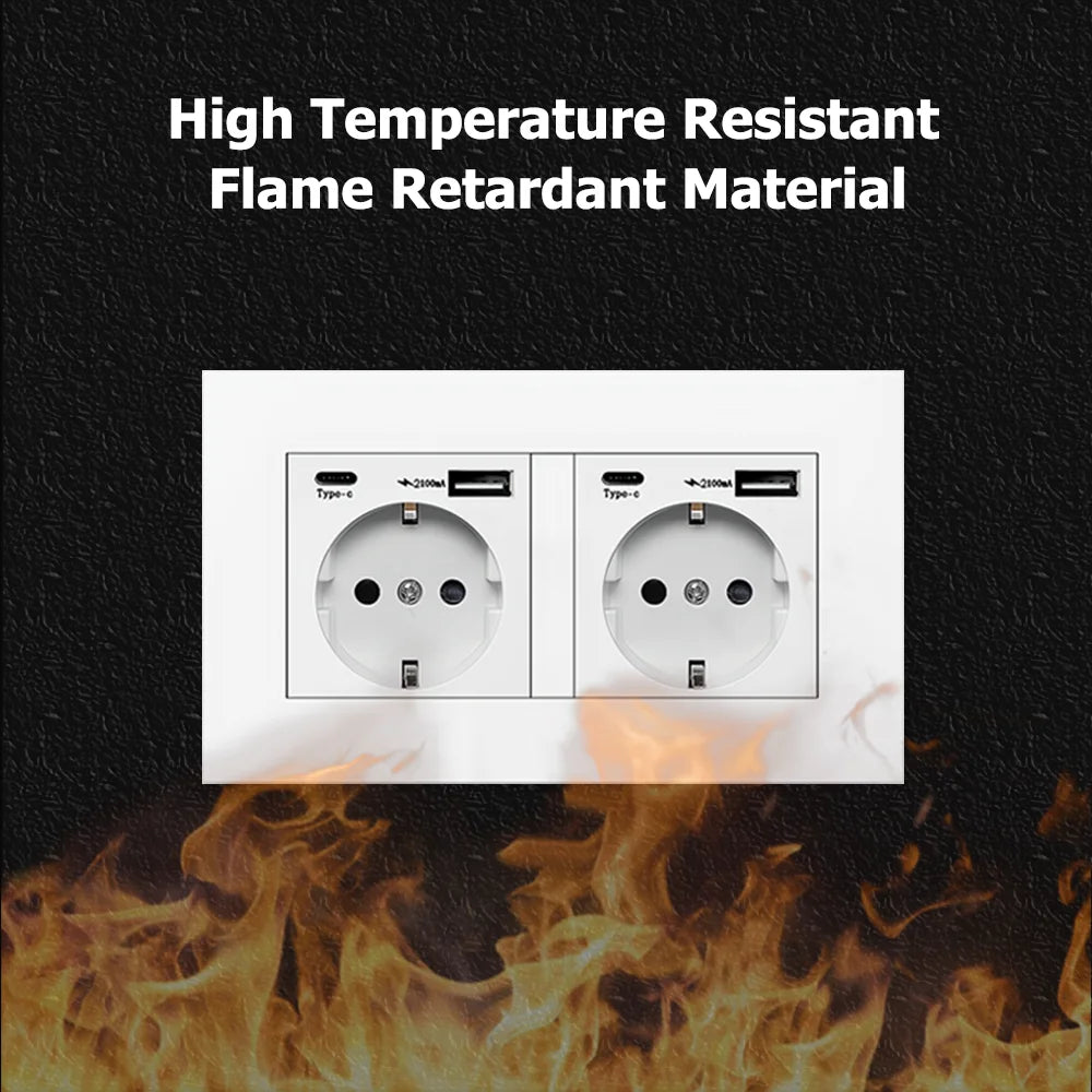 Eiomr eu standard steckdose, einfach und doppelt 220v 16a weiß schwarz pc panel eu steckdose, wand usb typ c stecker steckdose für zu hause.