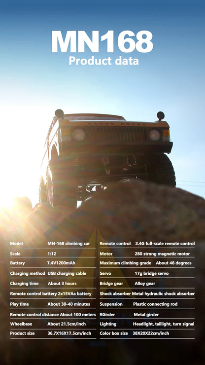 NEW 1/12 MN168 Rc Car MN Model 4WD Remote Control Crawler Off Road Vehicle Electric Climbing Car Toys for Children Adults