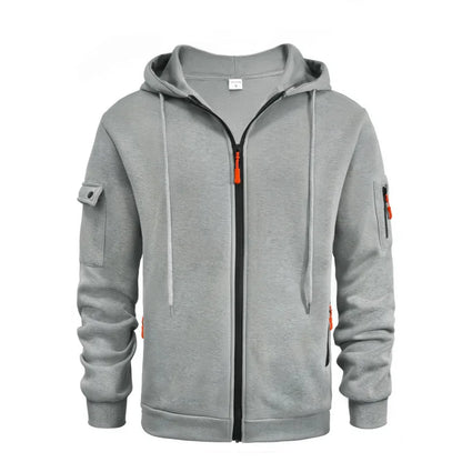 Mens Streetwear Military Sweatshirt Fleece Winter Zipper Pullover Fashion Men's Solid Color Loose Lamb Thick Jacket Men Clothing.