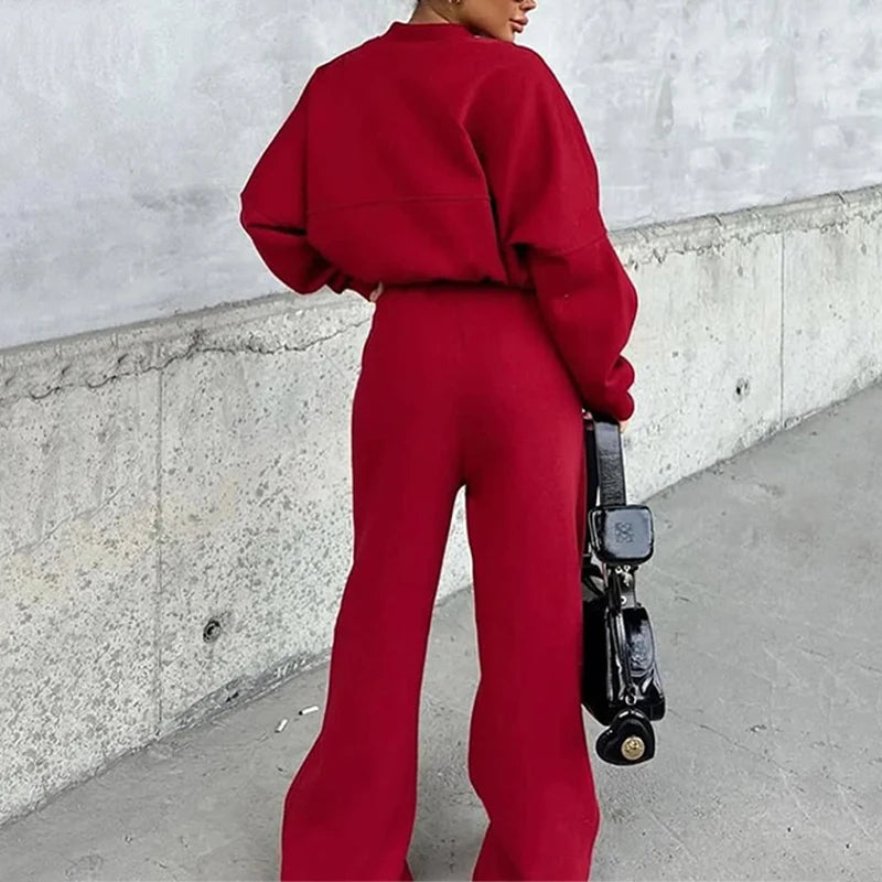 BKLD 2025 Casual Women's Tracksuit Sets Zip-up Loose Cropped Cardigan+Drawstring Sweatpants Solid Fashion Running Street Outfits.