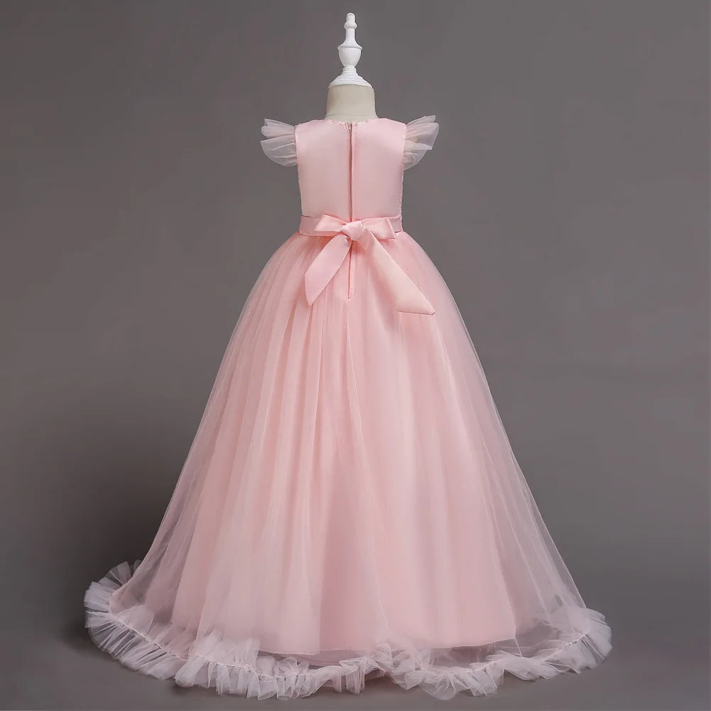 2025 Mädchen-Partykleider für Kinder, Mädchenkleider, Stickerei, Leistung, Junior-Kleid, Hochzeit, Abend, Abschlussball, Urlaub, Rock, Kostüm.