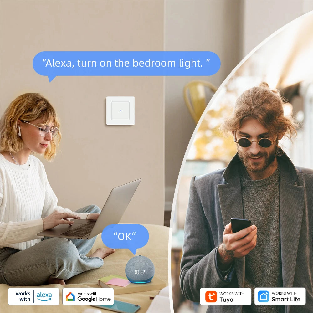 AVATTO Tuya WiFi Smart Licht Schalter Motorisierte Jalousien Shutter Vorhang Schalter Touch Glas Schalter Funktioniert Mit Alexa Google Hause.