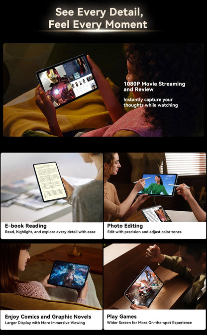 Blackview MEGA 2 Android 15 Tablet 12 inch 2K Display 36(12+24)GB 256GB Unisoc T615 9000mAh Battery Widevine L1 Pad PC.