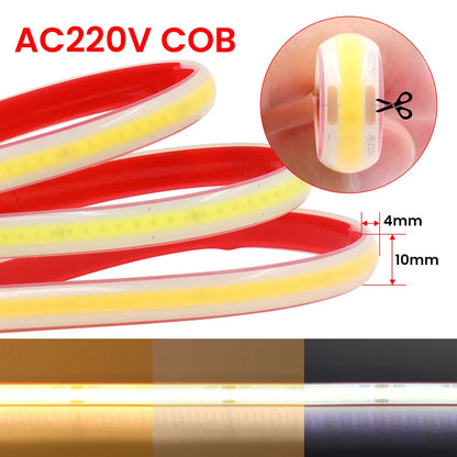 COB LED Streifen Licht Dimmer Schalter EU UK Power Kit 220V 230V 3000K 4000K 6000K 288LED Helle Flex Band Wasserdichte Lineare Beleuchtung.