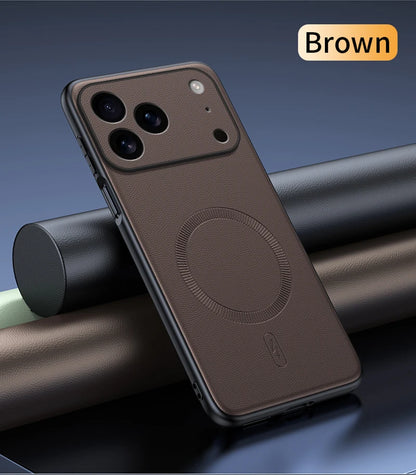 For Iphone 17 Pro Case Magnetic Leather Shield Cover For Iphone 17 Pro Anti-Fingerprint Non-Slip PC+TPU.