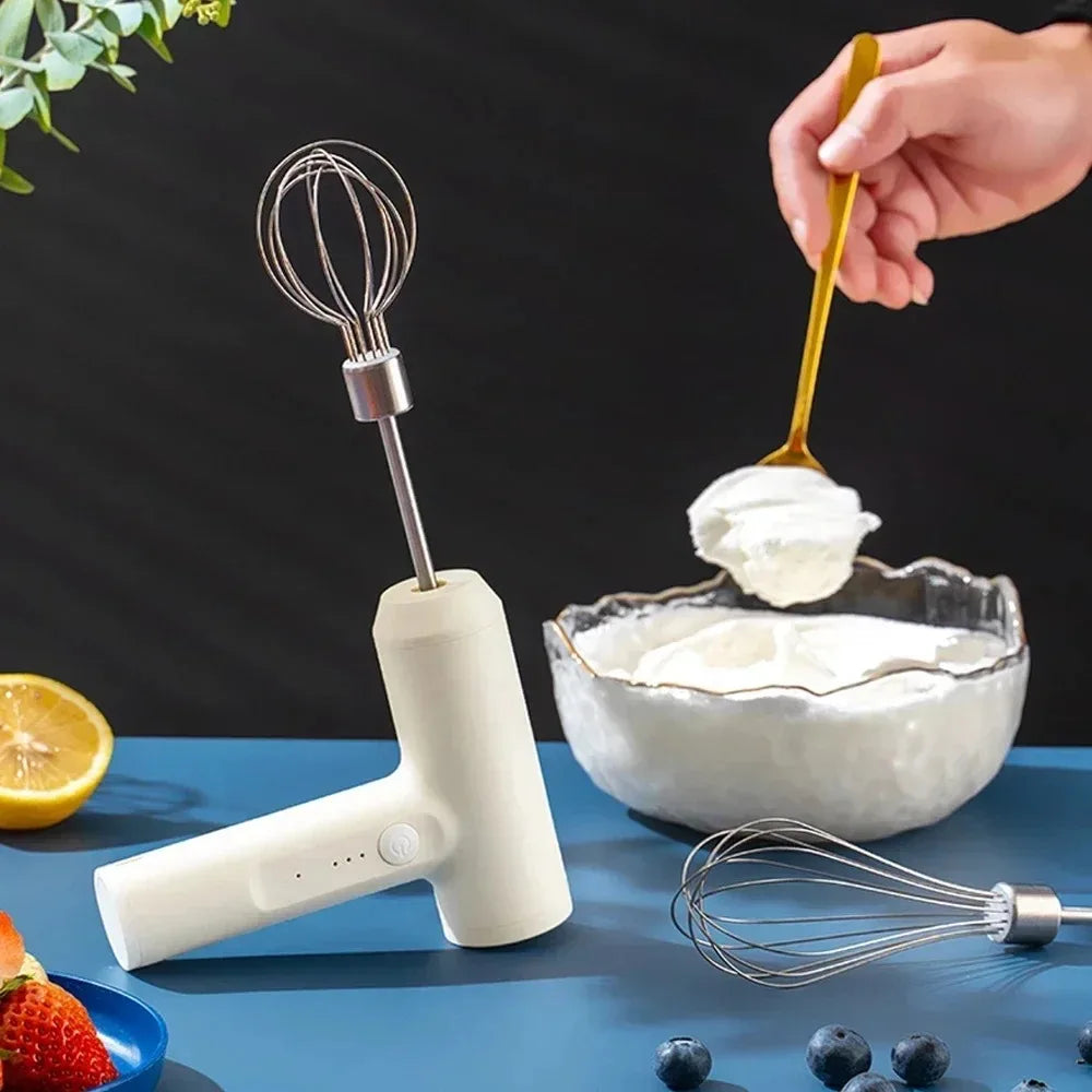 portable Rechargeable Electric Egg Beater With Stand Bracket 3 Speeds Adjustable Hand Whisk Drink Mixer Milk Frother for Coffee.