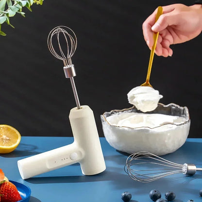 portable Rechargeable Electric Egg Beater With Stand Bracket 3 Speeds Adjustable Hand Whisk Drink Mixer Milk Frother for Coffee.