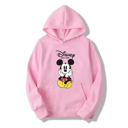 Disney Mickey Mouse Cartoon Cute Loose Hooded Hooded Hoodie Girl's Friend Couple Dress Casual Fashion Versatile Hoodie Top Coat.