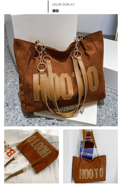 Solid Color Shoulder Bag, Trendy Letters Tote Bag, Canvas Campus Handbag for Women, Office,College,Work,Travel Hand Bags Bolsa