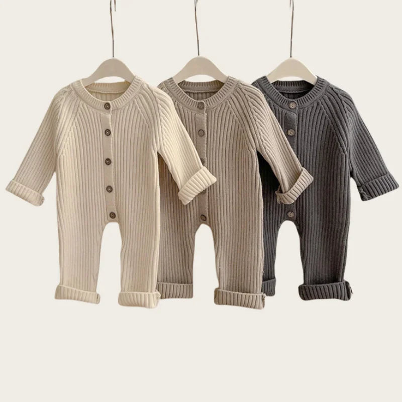 Herbst Neugeborene Kurze Infant Mädchen Jungen Ein Stück Kleidung Stricken Strampler Solide Baby Jungen Overall Verdicken Strickwaren Outfits.